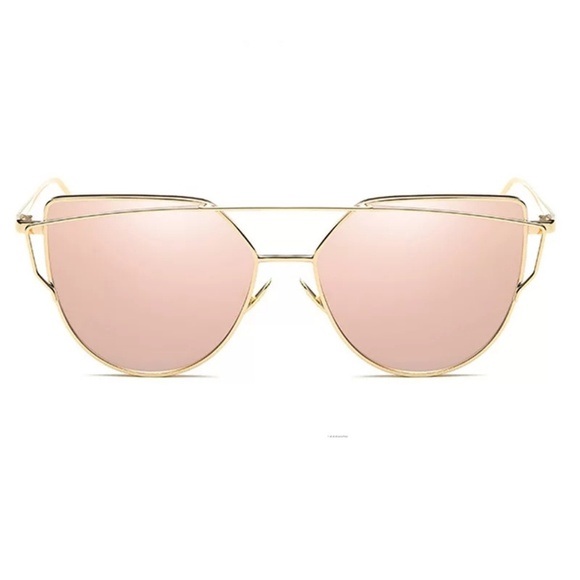 Boutique Accessories - 60 MM Mirrored Cat Eye Aviator Sunglasses Pink